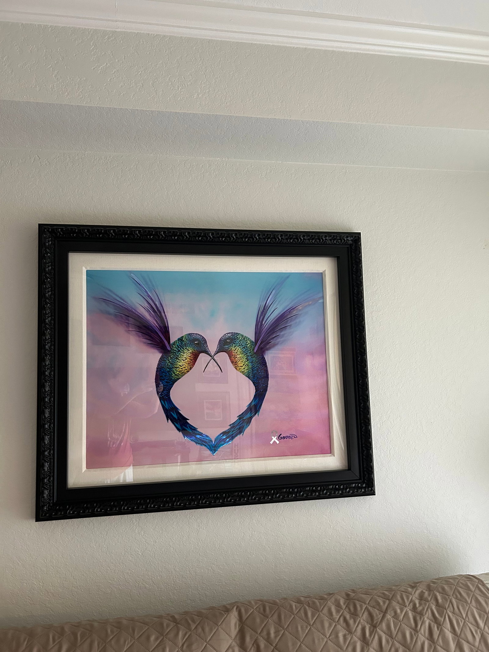 Michael Godard Wings of Hope: Michael Godard "Wings of Hope" 26 1/2" x 33 1/2" image size. Mixed media on metallic paper. Hand signed in pigment lower right by artist. Gallery framed. COA. Appraisal. PM
