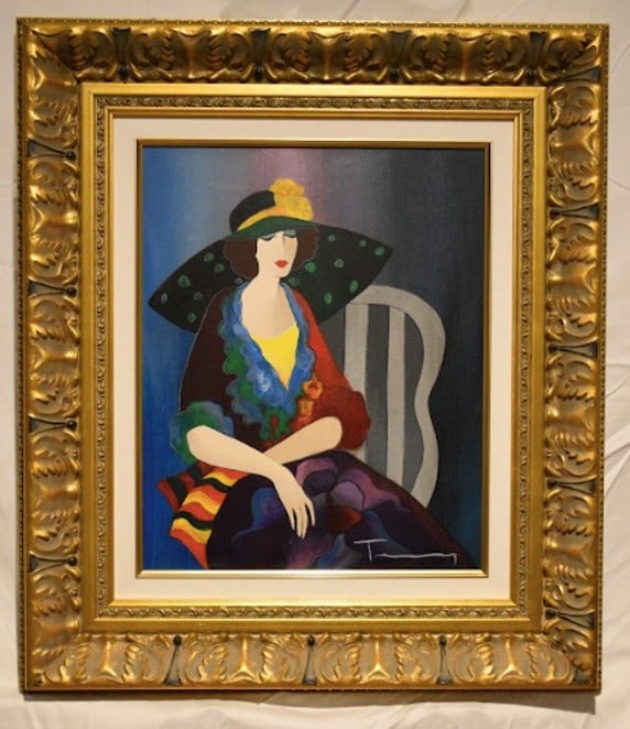 Itzchak Tarkay Social Attire: Itzchak Tarkay "Social Attire" 2007 17 5/8" x 14 1/8" image size Serigraph in color on canvas. Signed in ink numbered on verso. Gallery framed, COA, Appraisal. JS