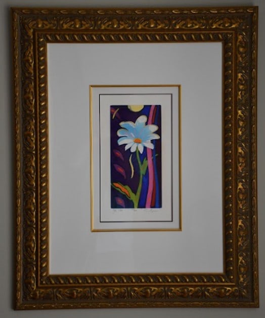 Simon Bull Yes I DO: Simon Bull "Yes I Do" 2000 11 5/8" x 5 3/4" image size Aquatint, hand-colored with acrylic inks, pastel, and hand-applied gold foil on wove paper. Signed in pencil and numbered. Gallery framed, COA,
