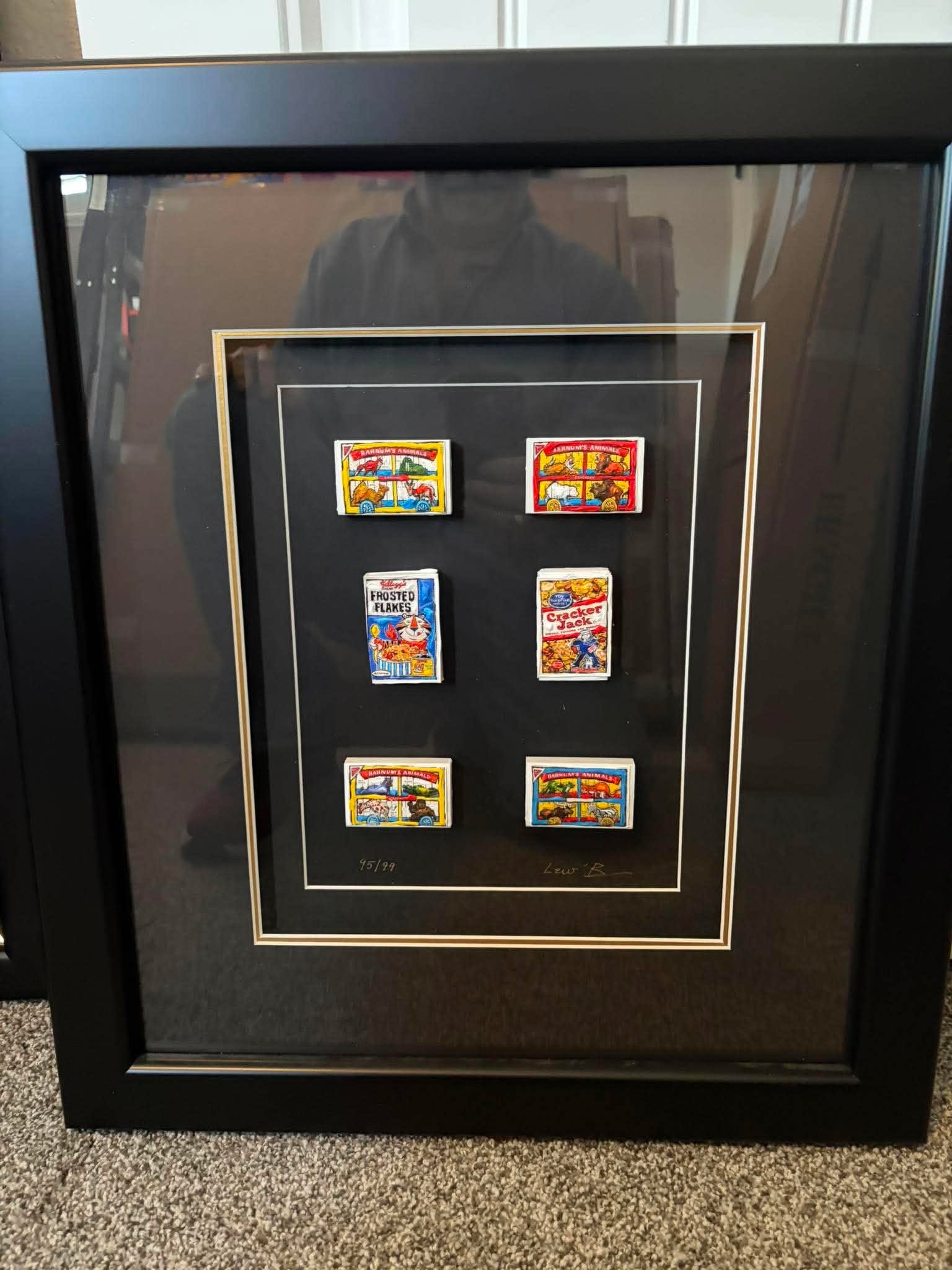 Leslie Lew Super Market Series II: Leslie Lew "Super Market Series II" 2022 11" x 8 1/2" imate size Matchboxes with sculpted actylic on canvas. Signed in pigment lower right by the artist. Gallery framed, COA, Appraisal. BH
