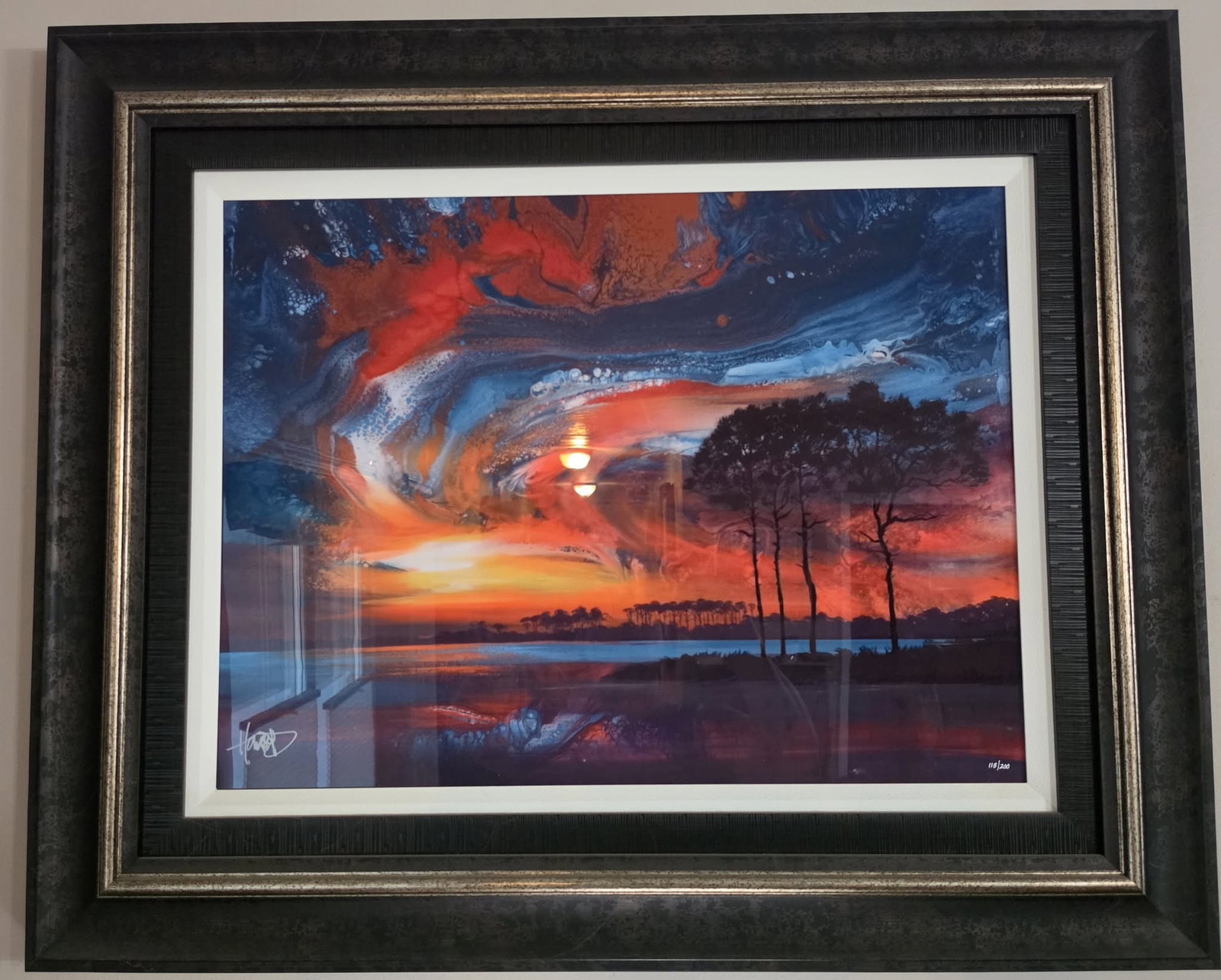 Ashton Howard Red Fish Point: Ashton Howard "Red Fish Point" 19 1/2 x 26" digital multiple media on aluminum through dye sublimation. Hand signed by the artist. Gallery framed. COA Appraisal LB