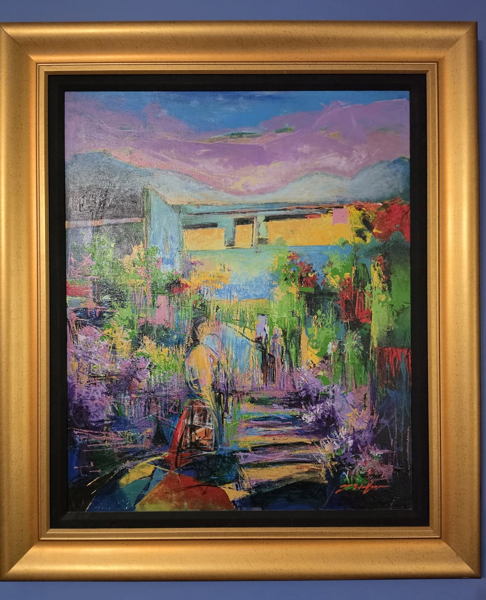 Yuval Wolfson Nature Preserve: Yuval Wolfson "Nature Preserve" 31 3/4" x 26" image size. Acrylic paintin on canvas. Signed in pigment lower right. Unique work. From collection of the artist. Gallery framed. COA. Appraisal. LB
