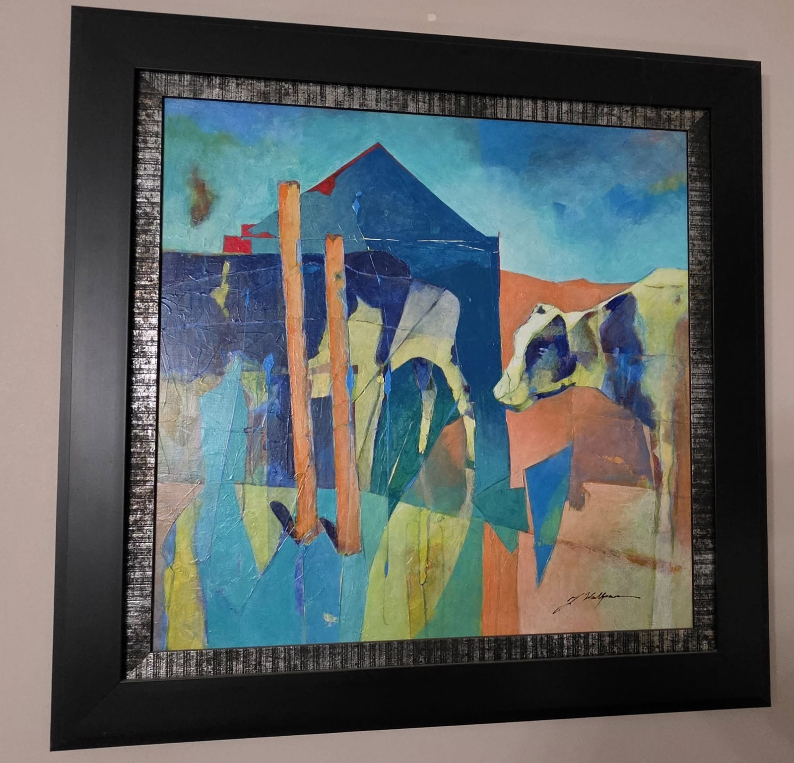 Yuval Wolfson Untitled 5: Yuval Wolfson 27 1/2" x 27 1/2" image size. Acrylic painting on canvas. Hand signed in pigment lower right by the artist. A unique work. Gallery framed. COA. Appraisal. LB