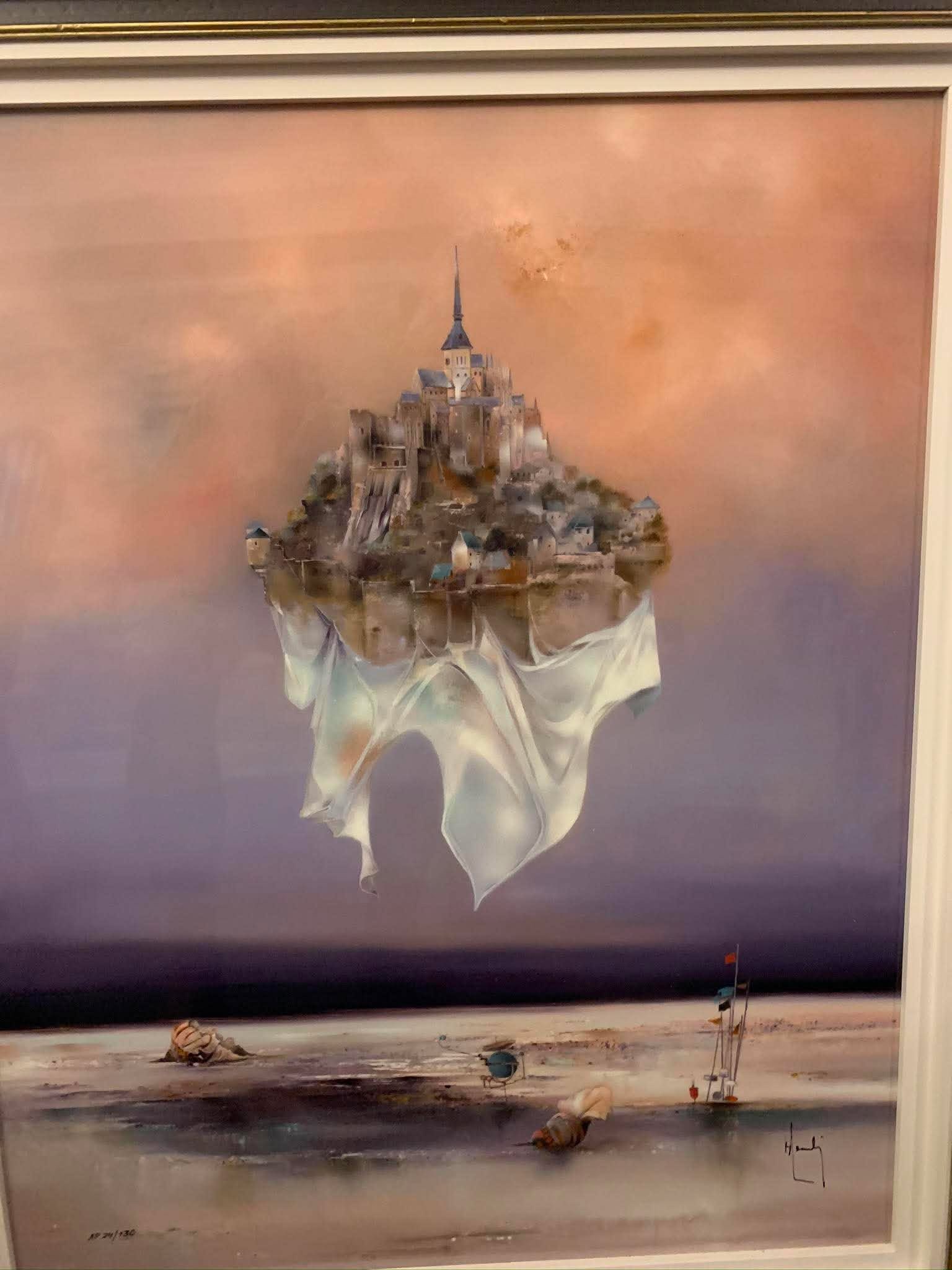 Bernard Louedin Le Mont Saint-Michel: Bernard Louedin "Le Mont Saint-Michel 2016 25" x 20 1/4" image size Digital multiple on aluminum through dye sublimation. Hand-signed in ink by the artist. Gallery framed, COA, Appraisal, BG