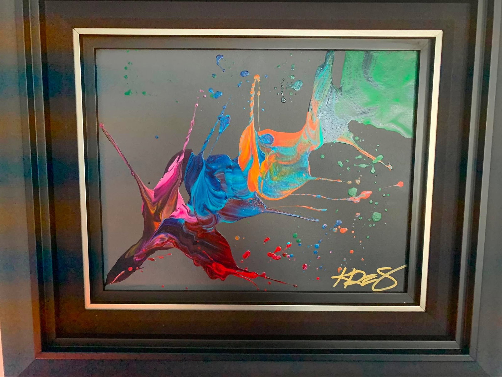 Kre8 Mini Abstract: Kre8 "Mini Abstract" 2018 14" x 18" image size Acrylic Painting on canvas. Hand-signed in ink by the artist, A Unique work. Gallery framed, COA, Appraisal BG