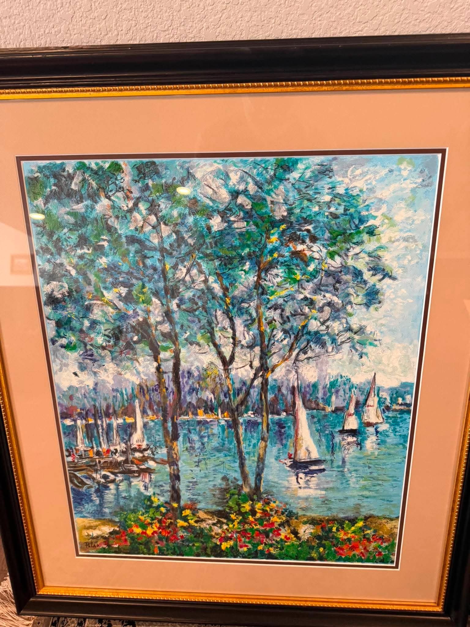 Dimitri Polak Sailboat Afternoon: Dimitri Polak "Sailboat Afternoon" 2003 23" x 19 1/4" image size Serigraph in color on wove paper. Signed in ink lower left. Gallery framed, COA, BG