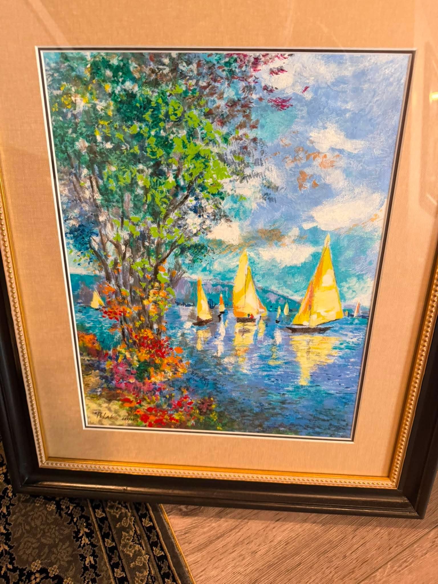 Dimitri Polak Yellow Sails: Dimitri Polak "Yellow Sails" 2004 14 3/4" x 11 1/2" image size Serigraph in color on wove paper. Signed in ink and numbered. Gallery framed COA, BG