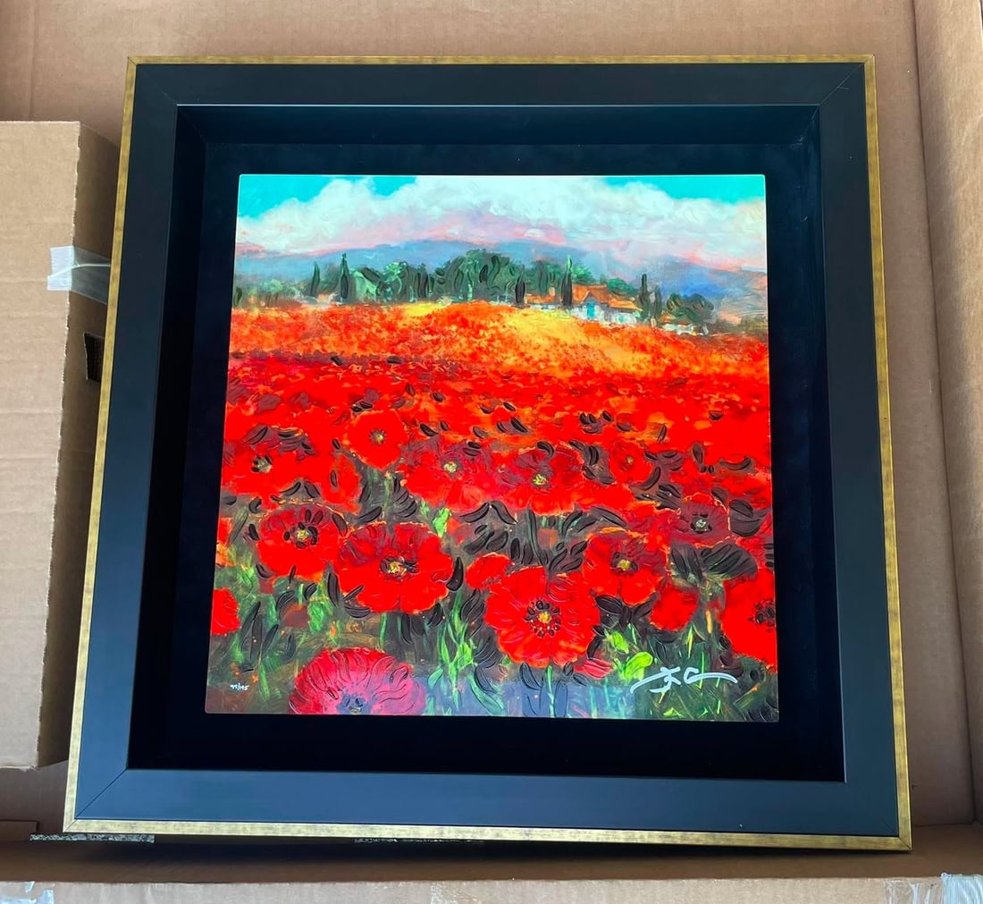 James Coleman Daydreaming in a Field of Poppies: James Coleman "Daydreaming in a Field of Poppies" 2018 16" x 16" image size Caldograph (digital multiple through dye-sublimation on wood) with hand-embellishments using a variety of acrylic paings.