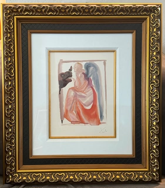 Salvador Dali Divine Comedy Paradise 6: Salvador Dali "Divine Comedy - Paradise 6" (The Sky of Mercury) 1959-1963 13" x10 3/8" image size Wood Engraving in color on Rives paper after a watercolor. One of 100 images from "Divine Comedy" Hand