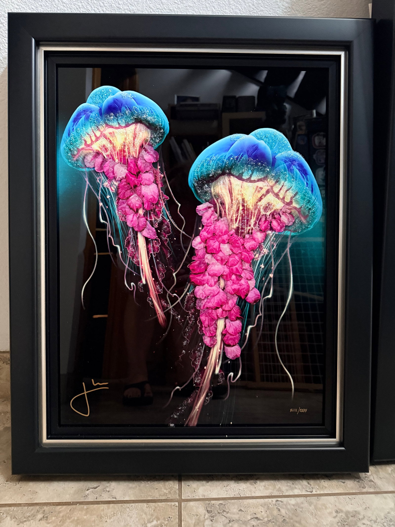 Jay Bonadio Dual Medusa: Jay Bonadio "Dual Medusa" 2025 23" x 17 1/4" image size Dye sublimation on aluminum with embellishment. Hand-signed by the artist. Gallery framed, COA, Appraisal. JK