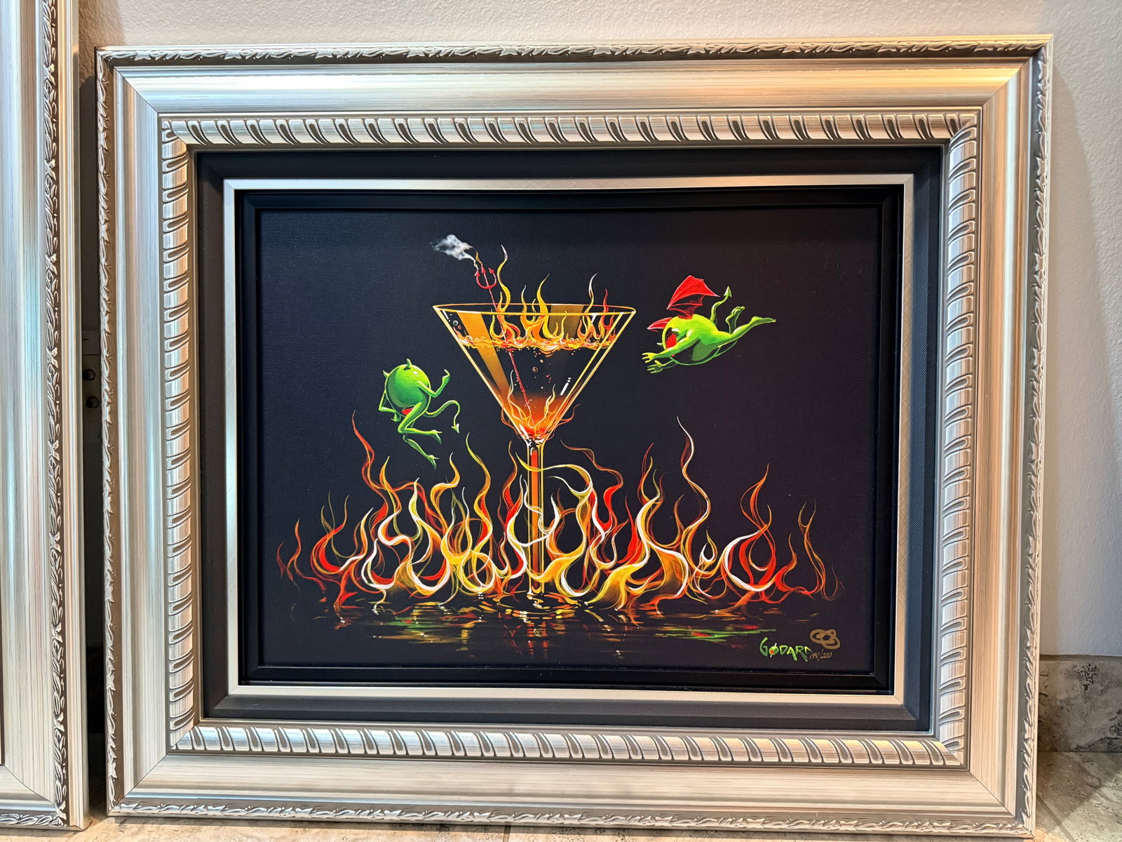 Michael Godard Naughty Little Devils: Michael Godard "Naughty Little Devils" 2025 17" x 22 5/8" image size Giclee in color with hand-embellishment on canvas. Hand-sigend by the artist. Gallery framed, COA, appraisal. JK