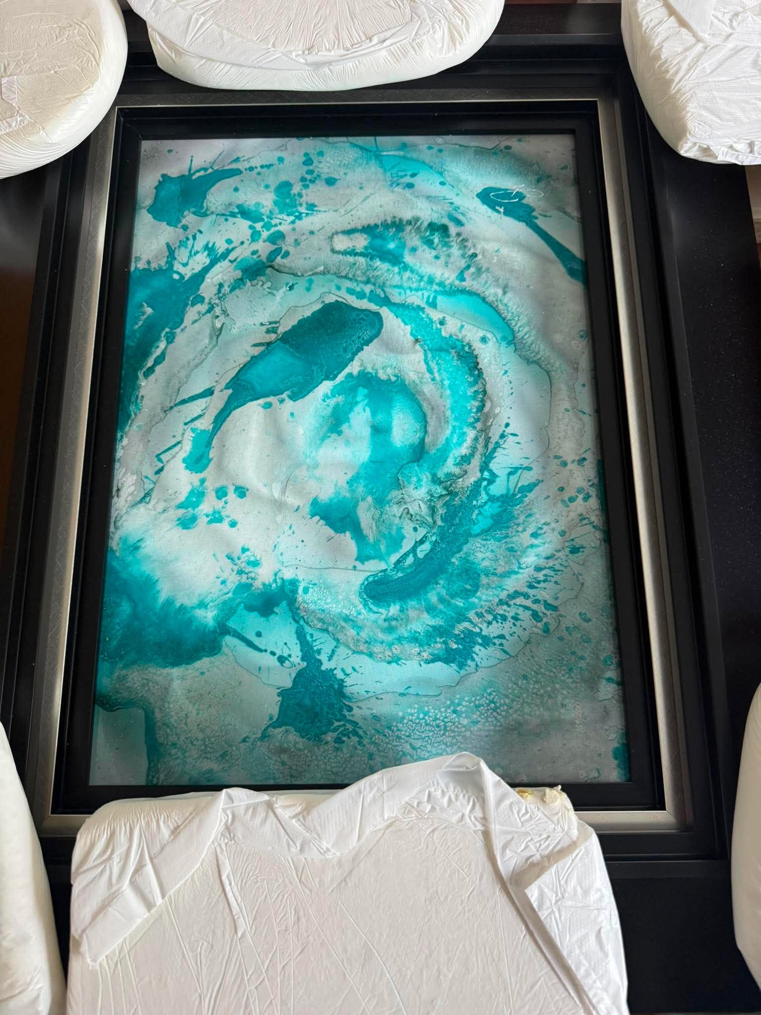 Jeff Vermeeren Turquoise Twist: Jeff Vermeeren "Turquoise Twist" 2025 12 7/8" x 18" image size Dye sublimation on aluminum with embellishment. Hand-signed by the artist. Gallery framed COA, Appraisal. JS