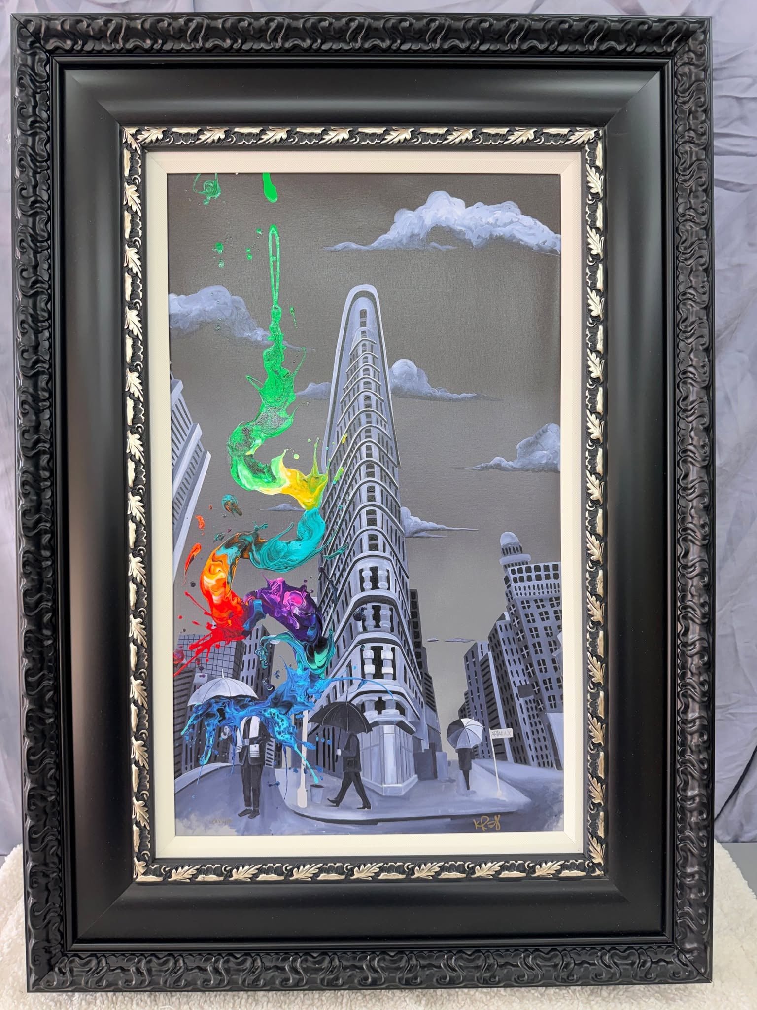 Kre8 Kre8ing an Empire: Kre8 "Kre8ing an Empire" 2021 29" x 17 3/8" image size Giclee in color with hand-embellishment on canvas. Hand-signed by the artist. Gallery framed, COA, Appraisal. DW