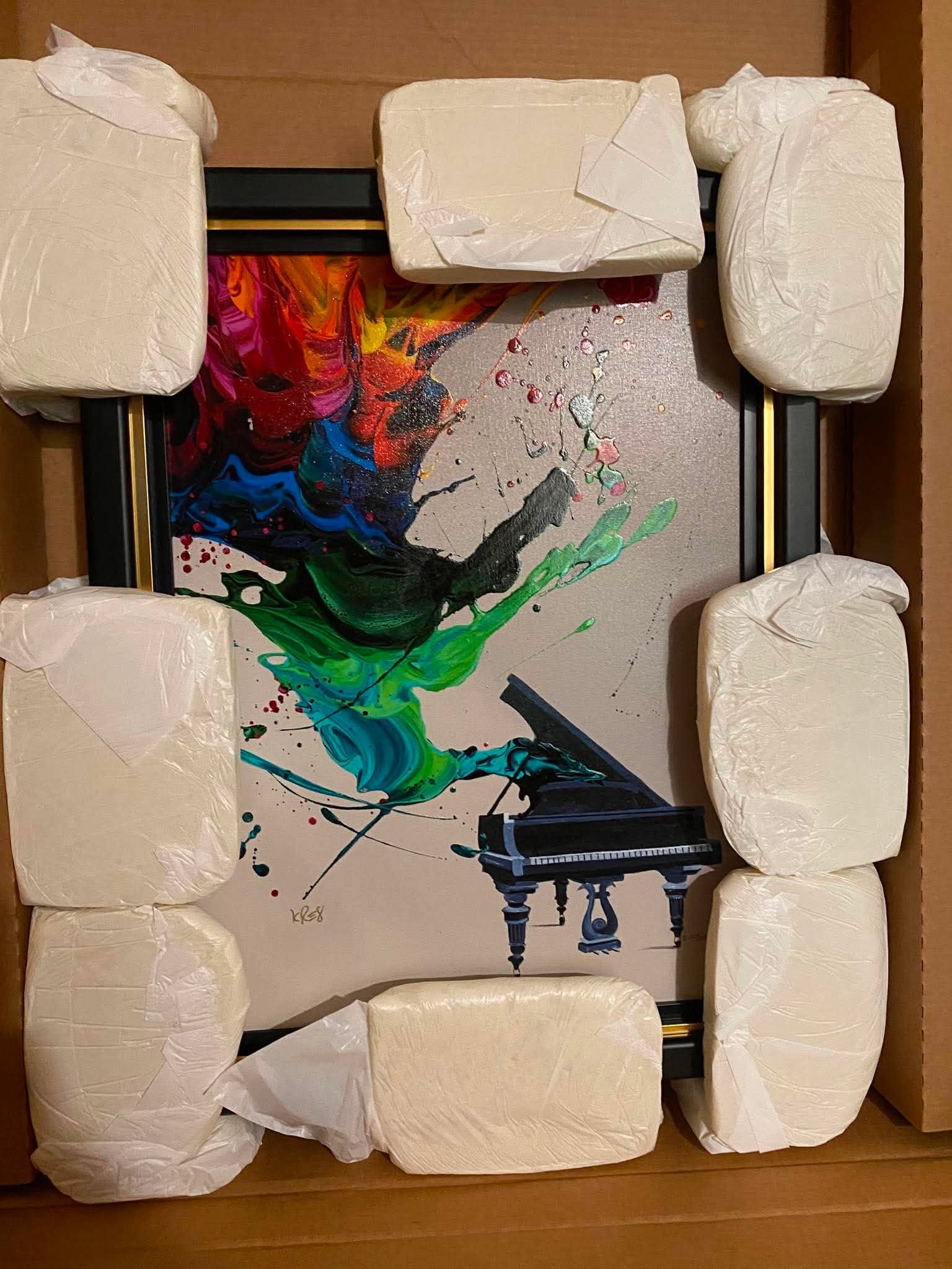 Kre8 Baby Grand: Kre8 "Baby Grand" 2020 26" x 19 1/2" image size Giclee in color with hand-embellishment on canvas. Hand-signed in pigment by the artist. Gallery framed, COA, Appraisal. IR
