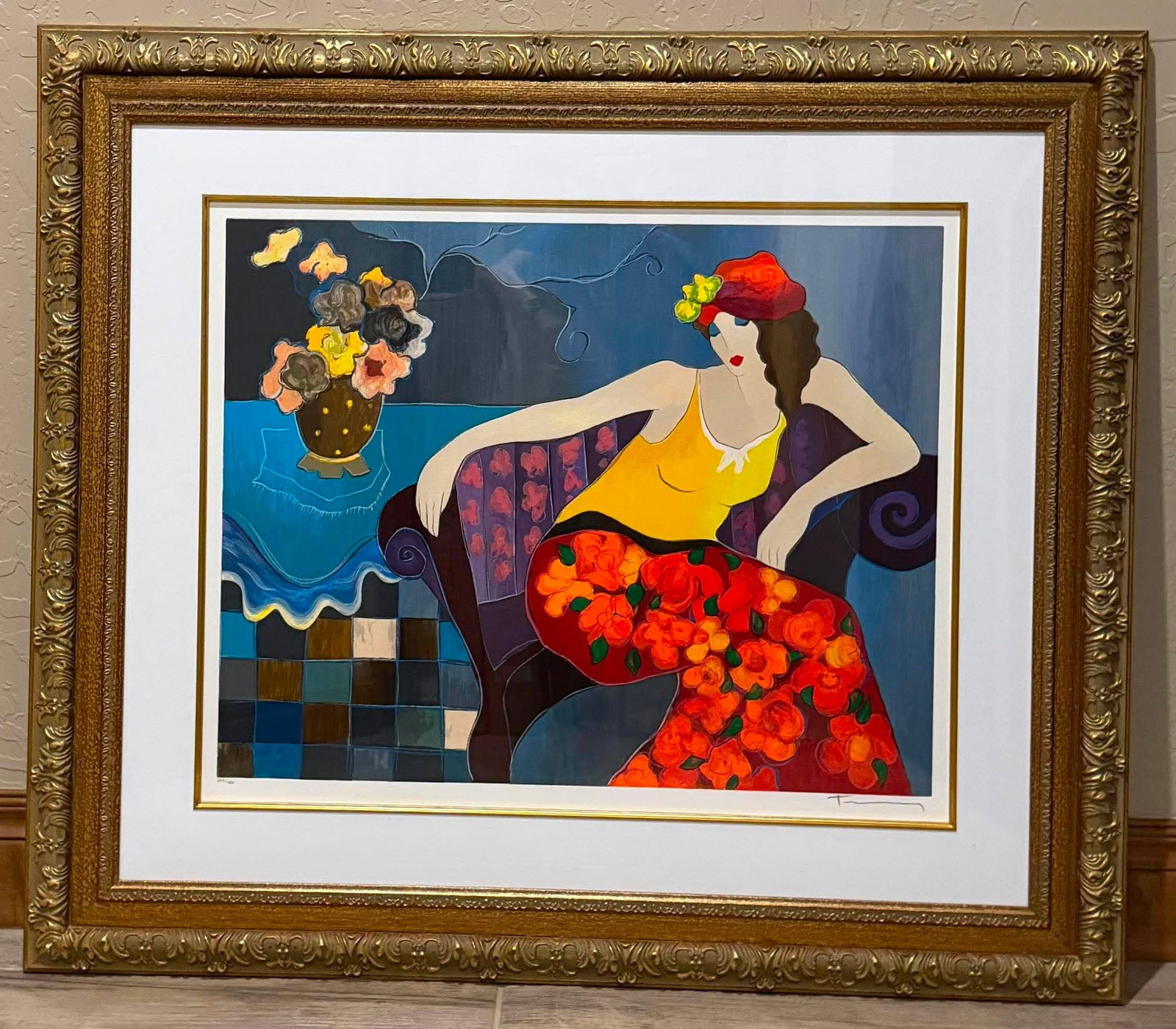 Itzchak Tarkay Subtle Confidence: Itzxhak Tarkay "Subtle Confidence" 2007 19 7/8" x 25 1/4" image size Serigraph in color on wove paper. Signed in pencil and numbered. Gallery framed, COA, Appraisal. DGH