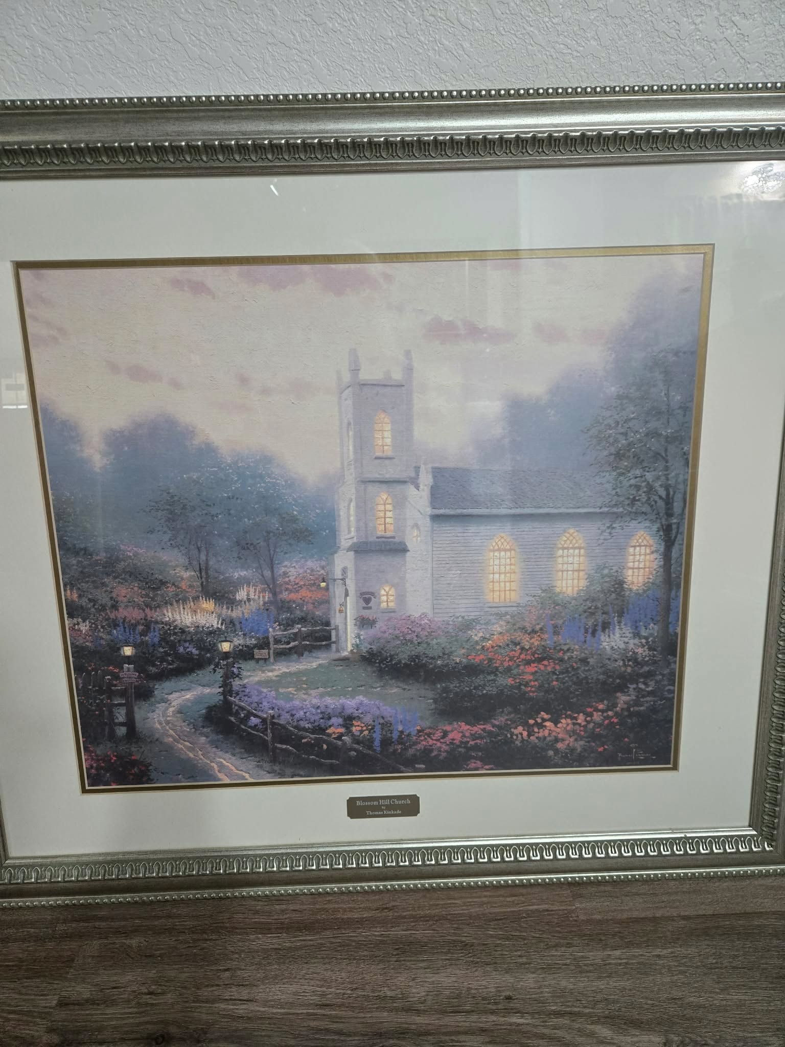 Thomas Kinkade Blosson Hill Church: Thomas Kinkade "Blossom Hill Church" 20" x 24" image size fine reproduction lithograph, 30 1/2" x 35 1/2" framed.Gallery framed, COA. PJC