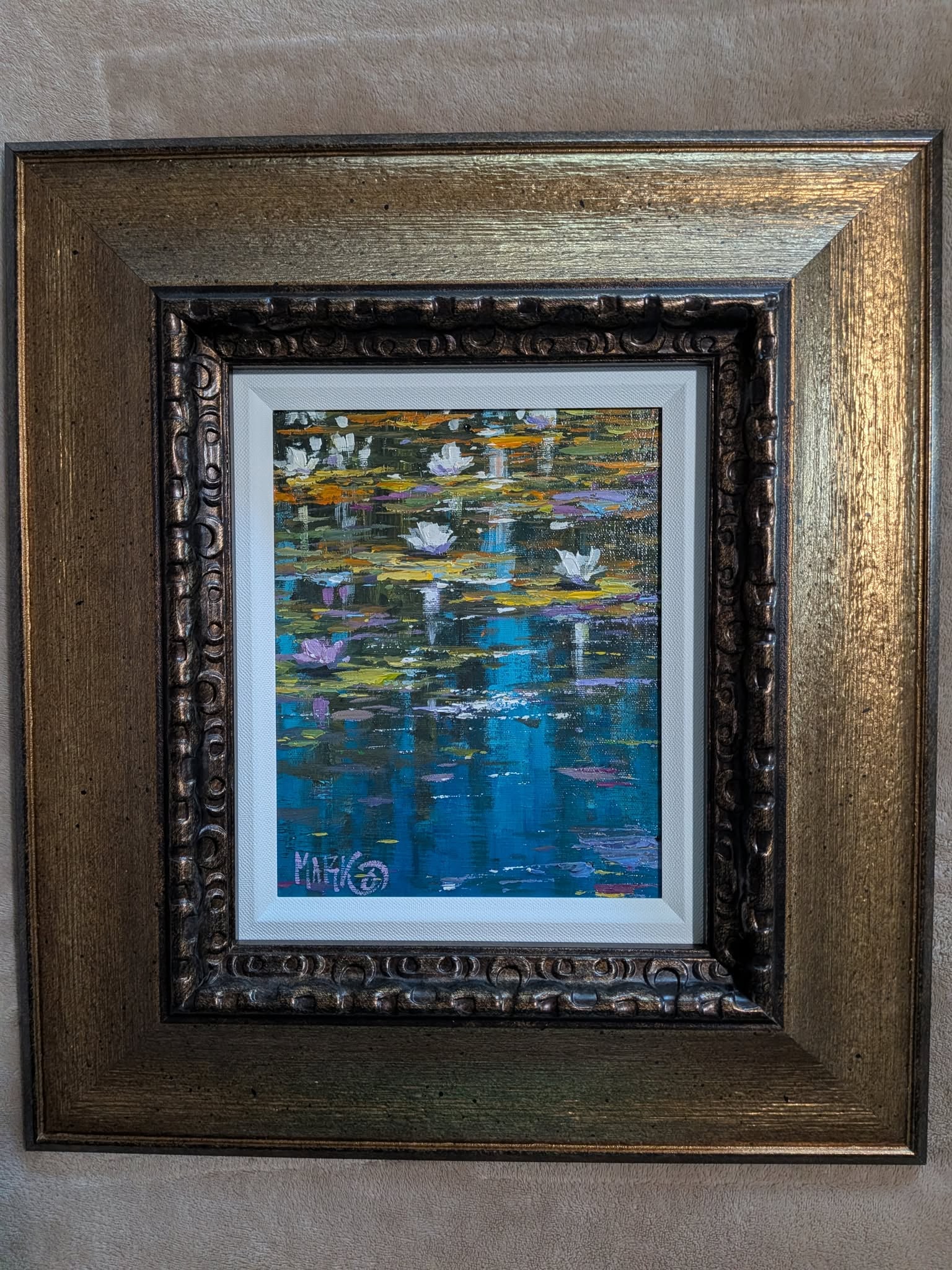 Marko Mavrovich Calm in Normandy: Marko Mavrovich "Calm in Normandy" 2015 10" x 8" image size Acrylic painting on canvas. Hand-signed in pigment lower right by the artist. Signed titled and dated on the verso. A unique work. Gallery f