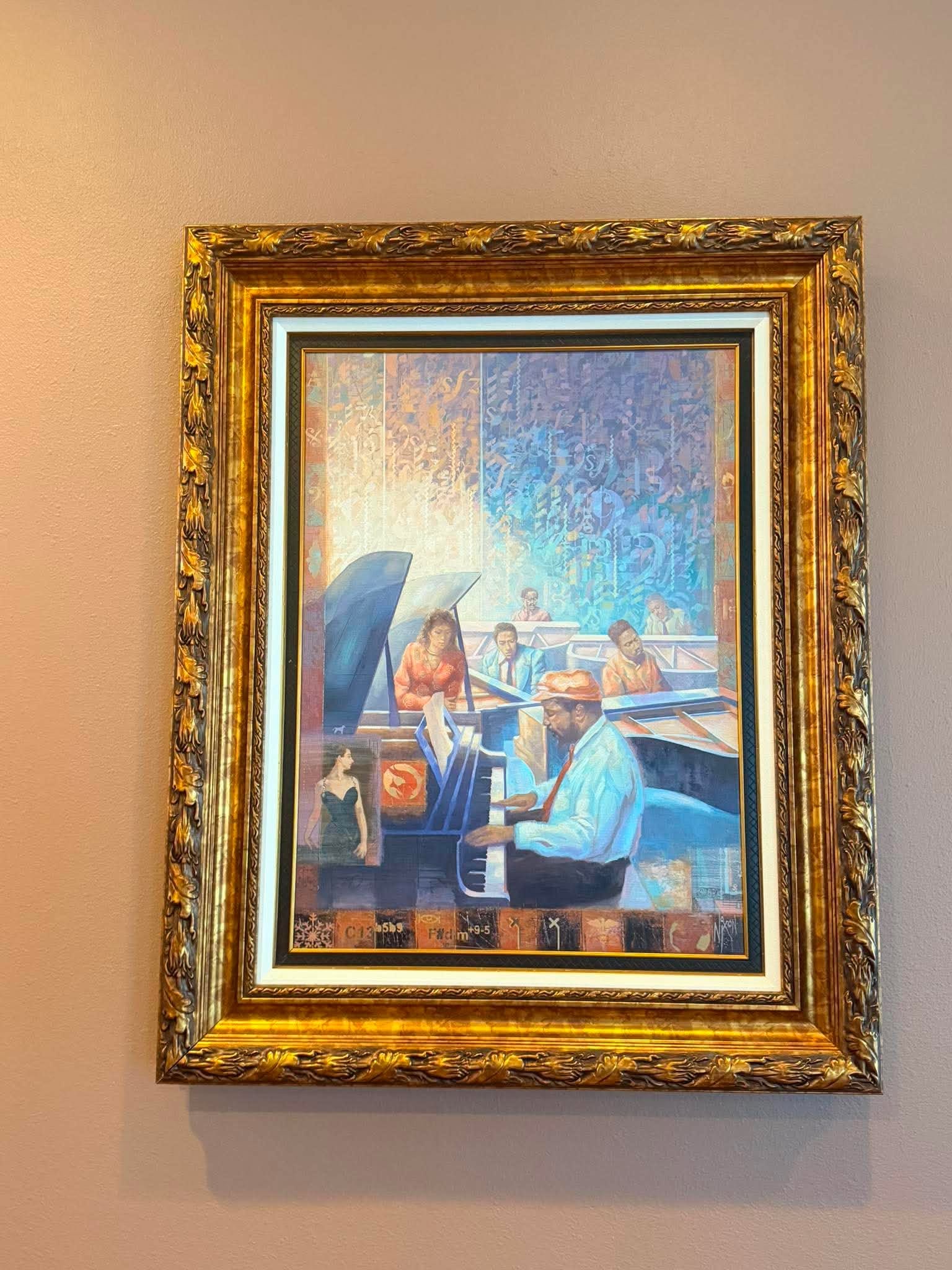 Peter Nixon The Jazz Baroness: Peter Nixon "The Jazz Baroness" 2019 30" x 22" image size Oil Painting on canvas. Hand-signed in pigment lower right by the artist. Signed, titled and dated on the verso. A unique work. Gallery framed