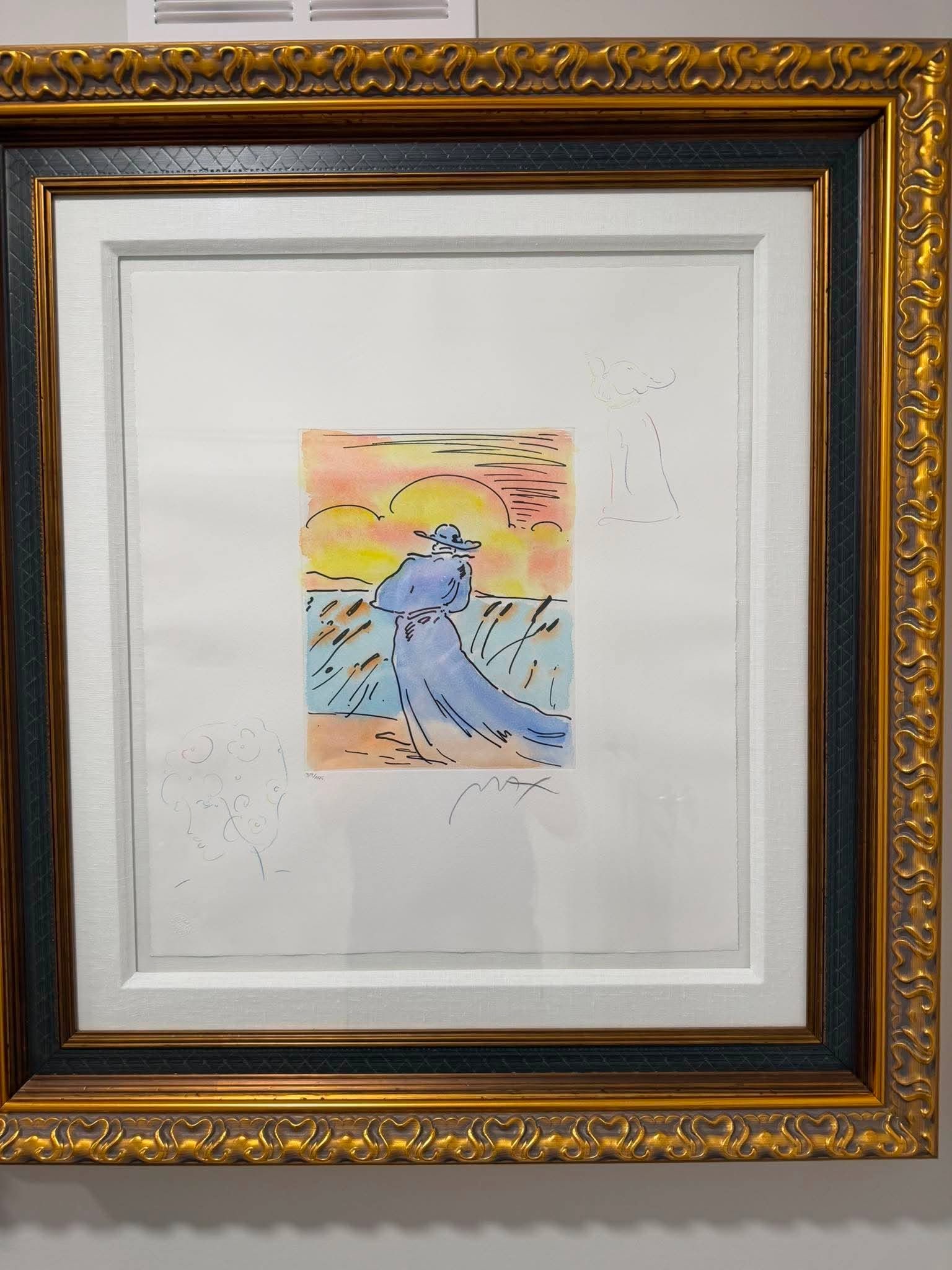 Peter Max Walking in the Reeds Icon Suite: Peter Max "Walking in the Reeds" Icon Suite 2015 11 1/2" x 9 1/4" image size Etching with hand-coloring and unique, hand-drawn colored pencil remarques of an Angel with Heart in Profile on wove paper.