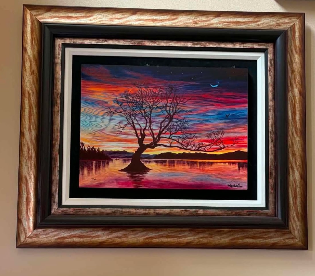 Matt Beyrer The Coming Day: Matt Beyrer "The Coming Day" 2017 14 3/4" x 20" image size Caldograph (digital multiple through dye-siblimation on wood) Hand-signed in pigment lower rigth by the artist. Gallery framed, Appraisal.