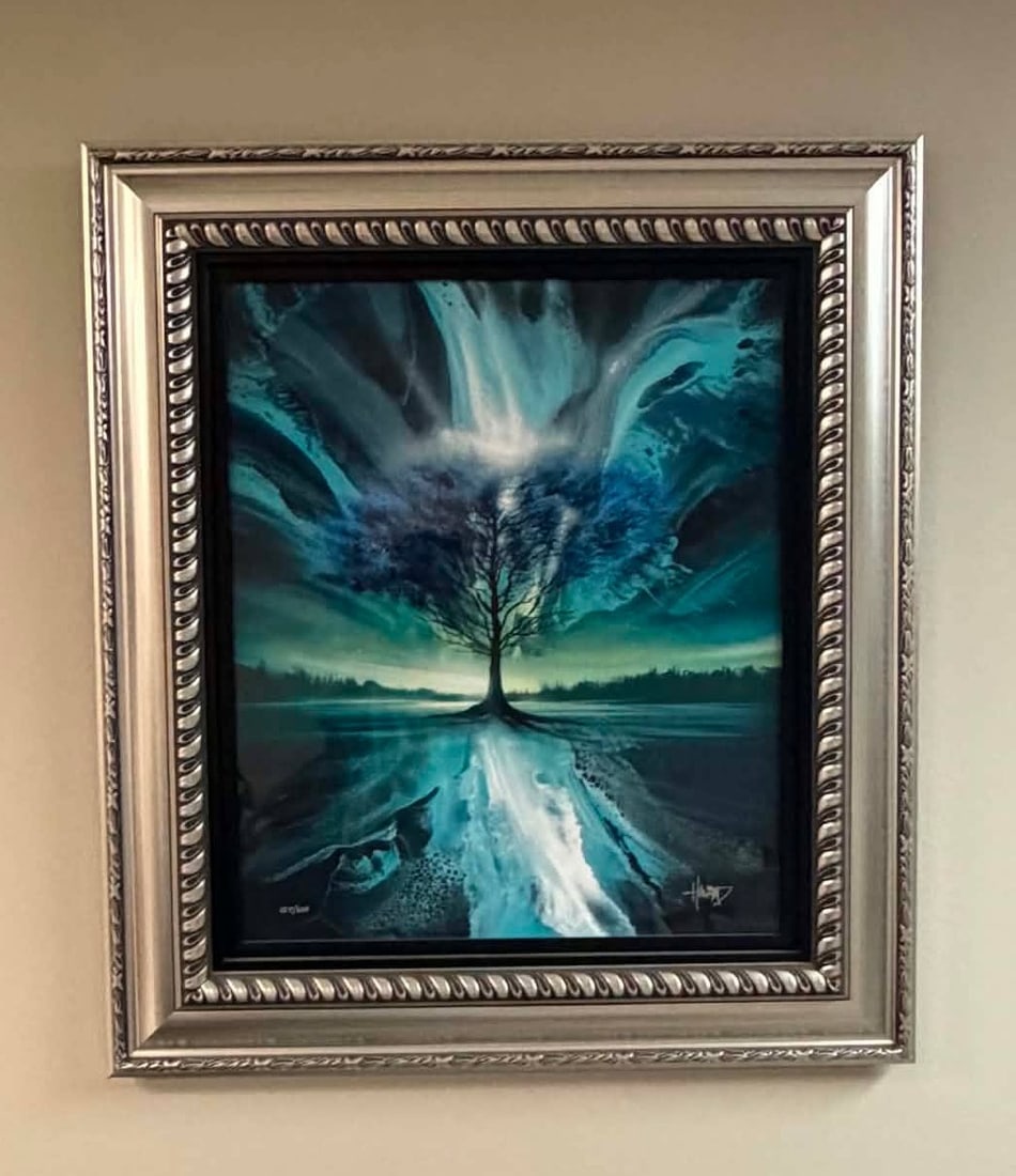 Ashton Howard The Night's Magic: Ashton Howard "The Night's Magic" 2022 23 1/2" x 19 5/8" image size Dye Sublimation on aluminum. Hand-signed by the artist. Gallery framed, Appraisal. CPV