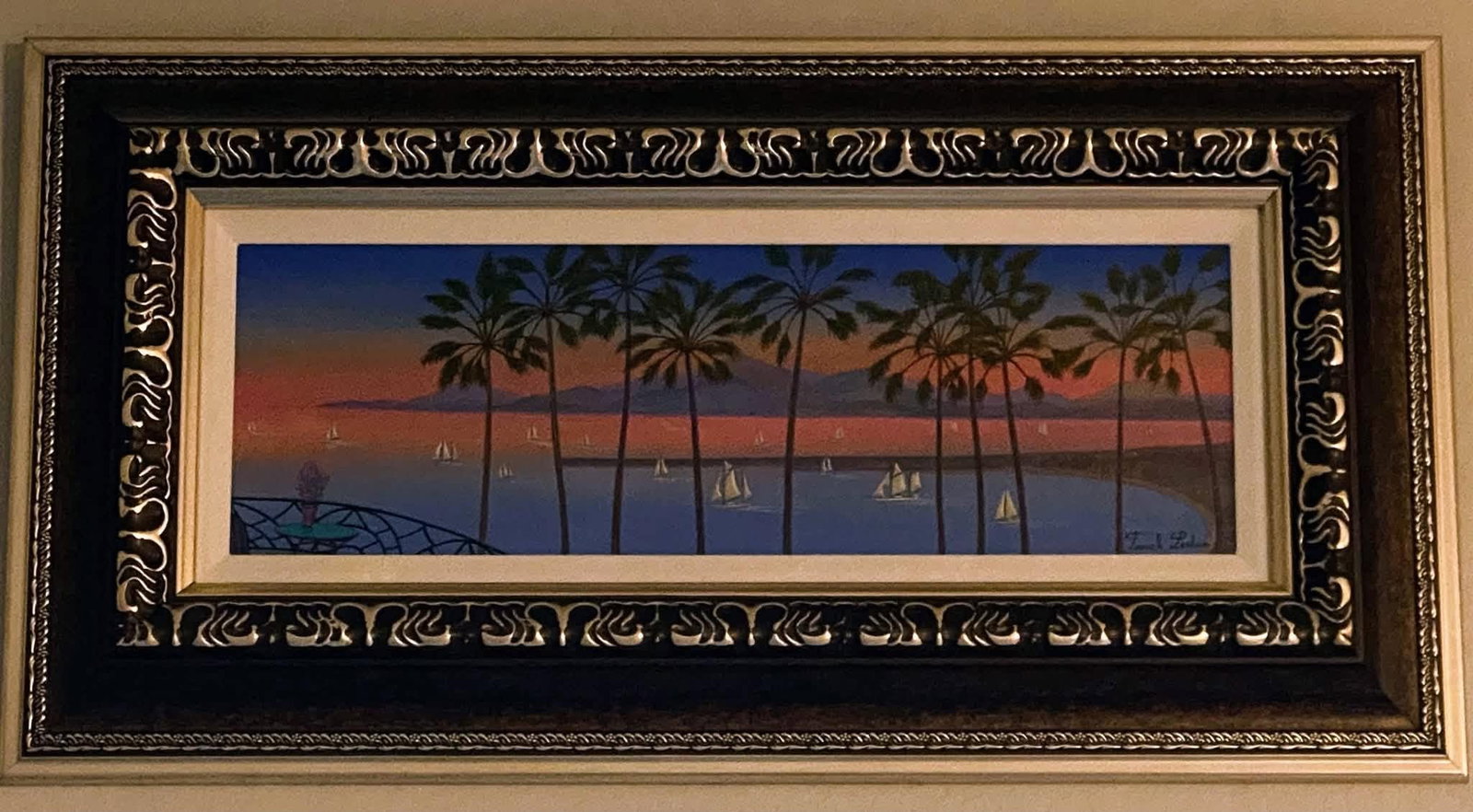 Fanch Ledan La Baie De Cannes: Fanch (francous Ledan) "La Baie de Cannes" 2015 7 7/8" x 23 5/8" image size Acrylic painting on canvas. Hand-signed in pigment lower right by the artist. Signed, titled and dates on verso. A unique wo