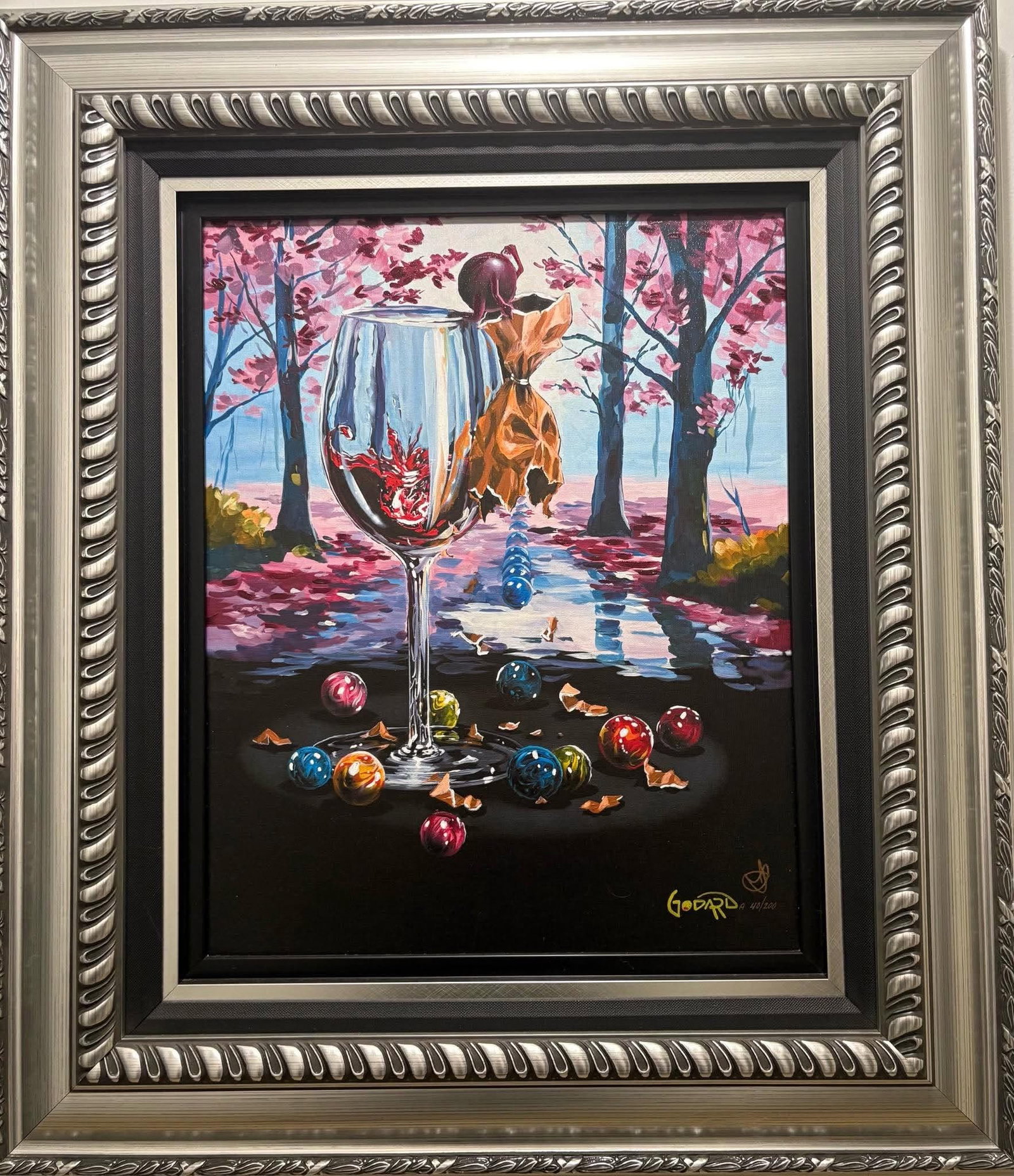 Michael Godard I Lost My Marbles: Michael Godard "I Lost My Marbles" 2021 20" x 16" image size giclee in color with hand-embellishment on canvas. Hand-signed in ink lower righ by the artist. Gallery framed,COA, Appraisal MM