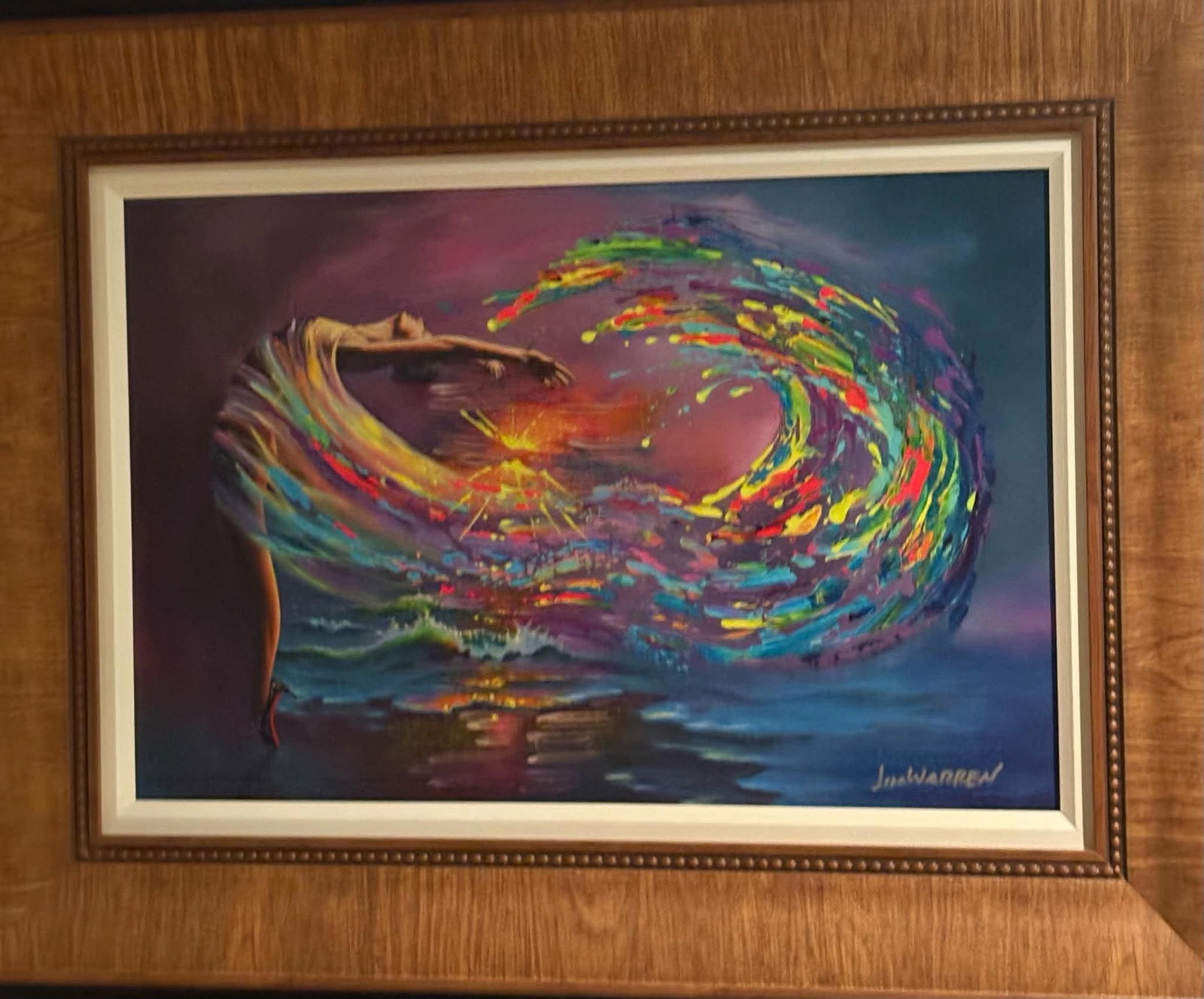 Jim Warren Dreaming While Dancing: Jim Warren "Dreaming While Dancing" 2022 15" x 22 1/2" image size Giclee in color with hand-embellishment on canvas. Hand-signed by the artist. Gallery framed, COA, Appraisal. MM