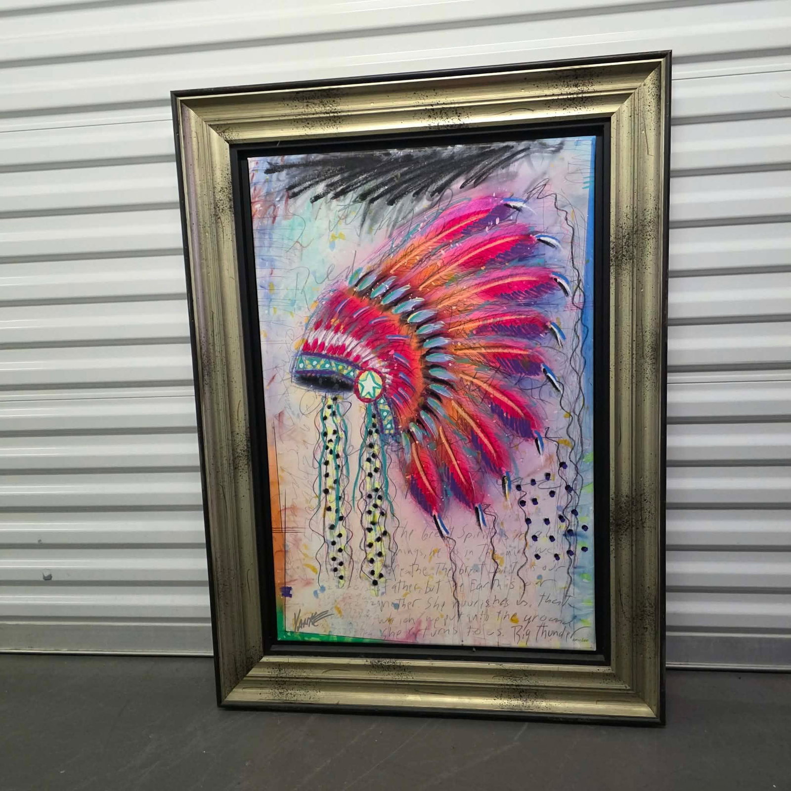 Tim Yanke Big Thunder 2014: Tim Yanke "Big Thunder 2014" 37 3/8" x 25 5/8" image size Hand embellished giclee on canvas hand-signed by the artist in ink. Gallery framed, Appraisal. VT