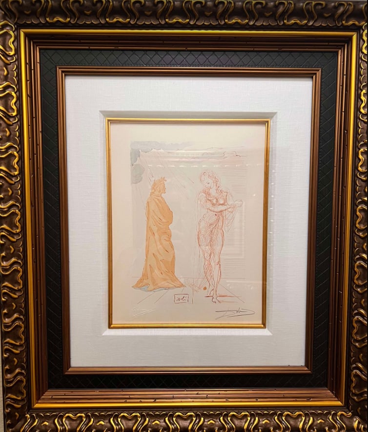 Salvador Dali Divine Comedy - Inferno 2: Salvador Dali "Divine Comedy- Inferno 2" 13" x 10 3/8" "Virgile Comforts Dante" "I was among those biding in suspense, whe hailed me a dame, so blessed and so fair, I begged her to command my obedienc