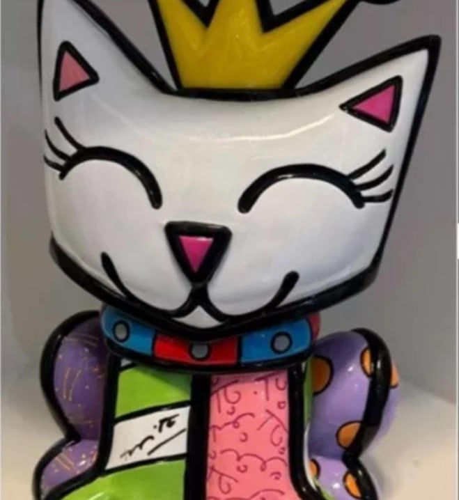 Romero Britto Cheryl: Romero Britto "Cheryl" 2020 12" x 7" x 6 1/4" Hand painted sculpture,handcrafted in resin.. Hand-?igned in pigment by the artist. From the Arabic numbered edition of 500 COA