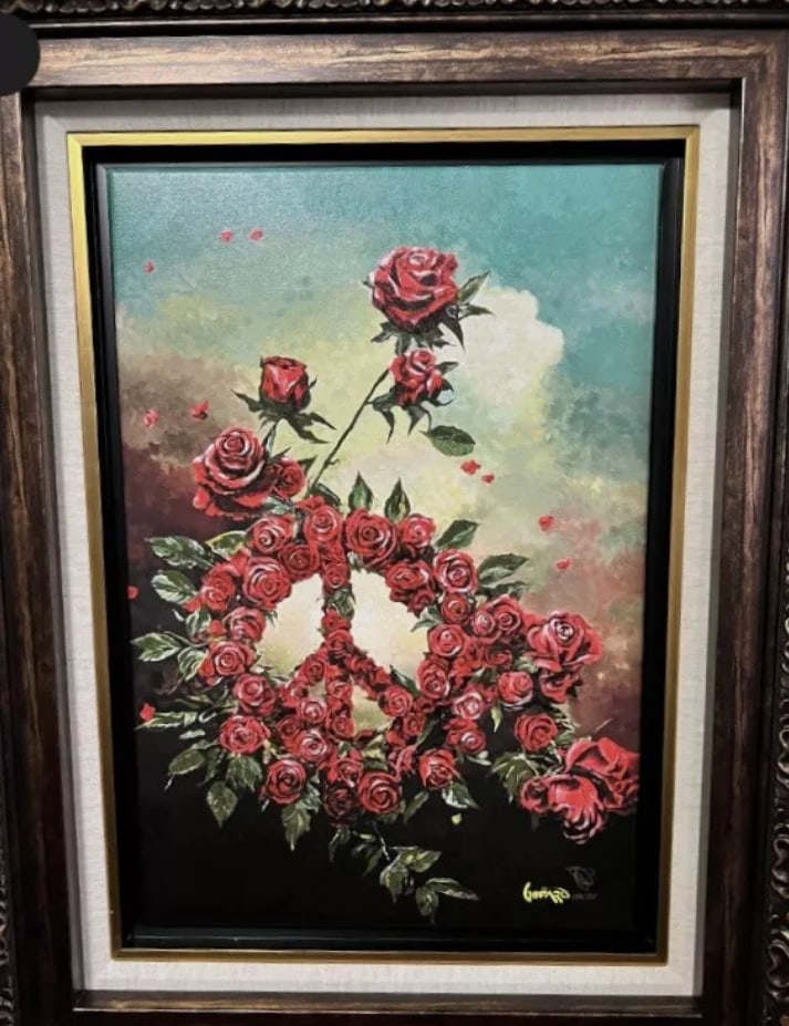 Michael Godard Peace Blooms: Michael Godard, "Peace Blooms"2023, 28.5"x38" (Image size) Giclee in color with hand-embellishment on canvas