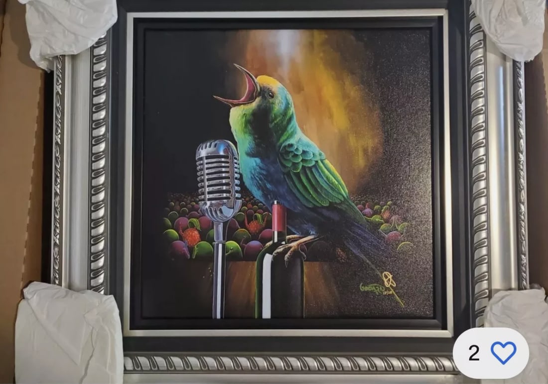 Michael Godard Singing Audition: Michael Godard, "Singing Audition" 2023, 19"x19" (image size) Giclee in color with hand embellishment on canvas. Hand-signed by the artist