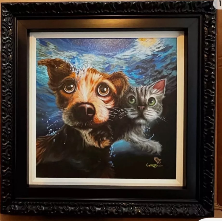 Michael Godard BFF: Michael Godard, "BFF" 2023 19"x19" (Image size) Giclee in color with hand embellishment on canvas. Hand-signed by the artist.