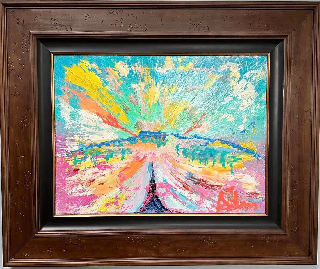 Over the Rainbow: Autumn DeForest "Over The Rainbow" UNIQUE 2019 18" x 24"( image size) Framed size 28 1/2" x 34 1/4" Acrylic painting on canvas. Hand-signed in pigment lower right by the artist. The artist has placed