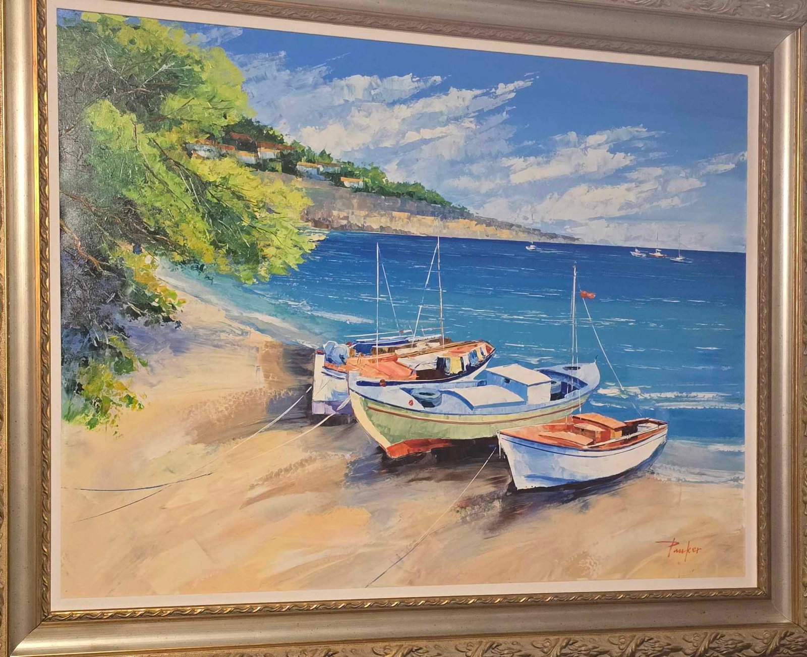 Overlook Bay: Alex Pauker "Overlook Bay" 2004 31 1/2" x 43 `/1" Image size Acrylic painting on canvas. Signed in pigment lower right. Unique work. Gallery framed, COA
