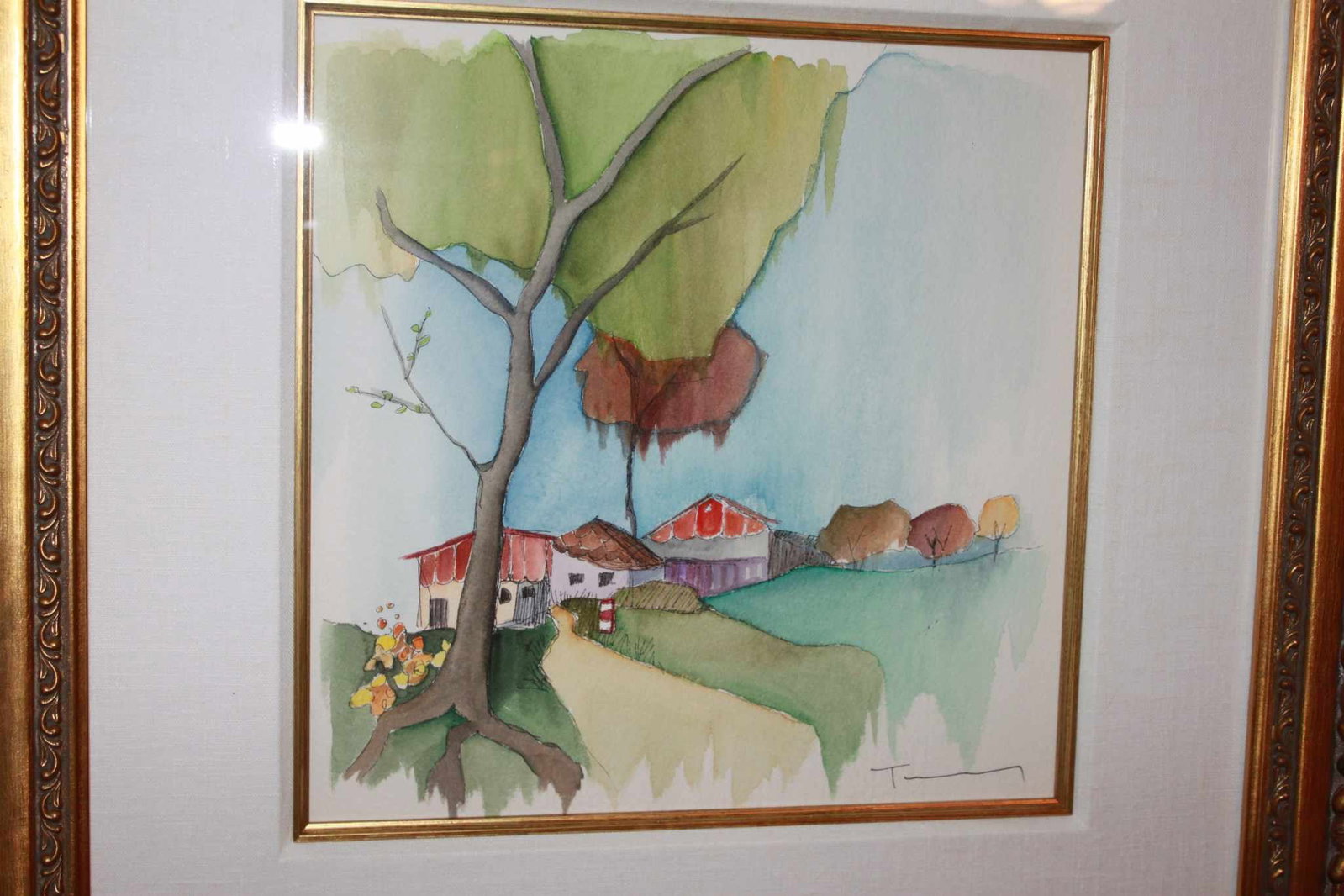 Itzchak Tarkay Quaint Drive: Itzachak Tarkay "Quaint Drive #23" 2006 12" x 12" Image size Watercolor over serigraph line drawing on woven paper. Signed in ink lower right. A unique work. One of a series of watercolors by Tarkay