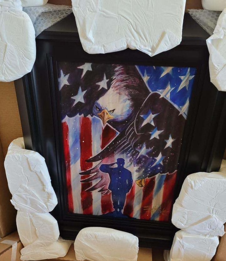 In Honor: Fishwick "In Honor" 2023 24" x 16" image size Acrylic painting on metal. Hand-signed in pigment lower right by the artist. A unique work. Gallery framed, COA, Appraisal