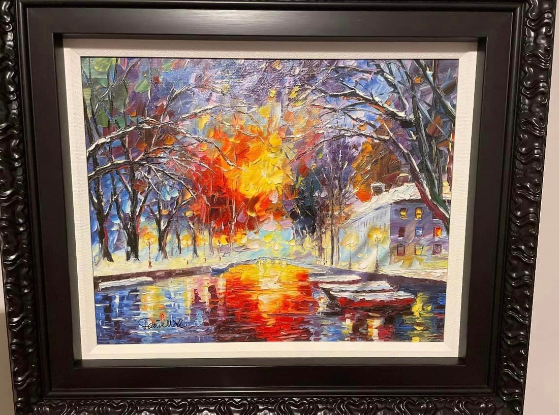 Daniel Wall Reflective Embers: Daniel Wall "Reflective Embers" 2023 16" x 20" image size Giclee in color with hand-embellishment on canvas. Hand-signed by the artist. LE 200 Gallery framed COA