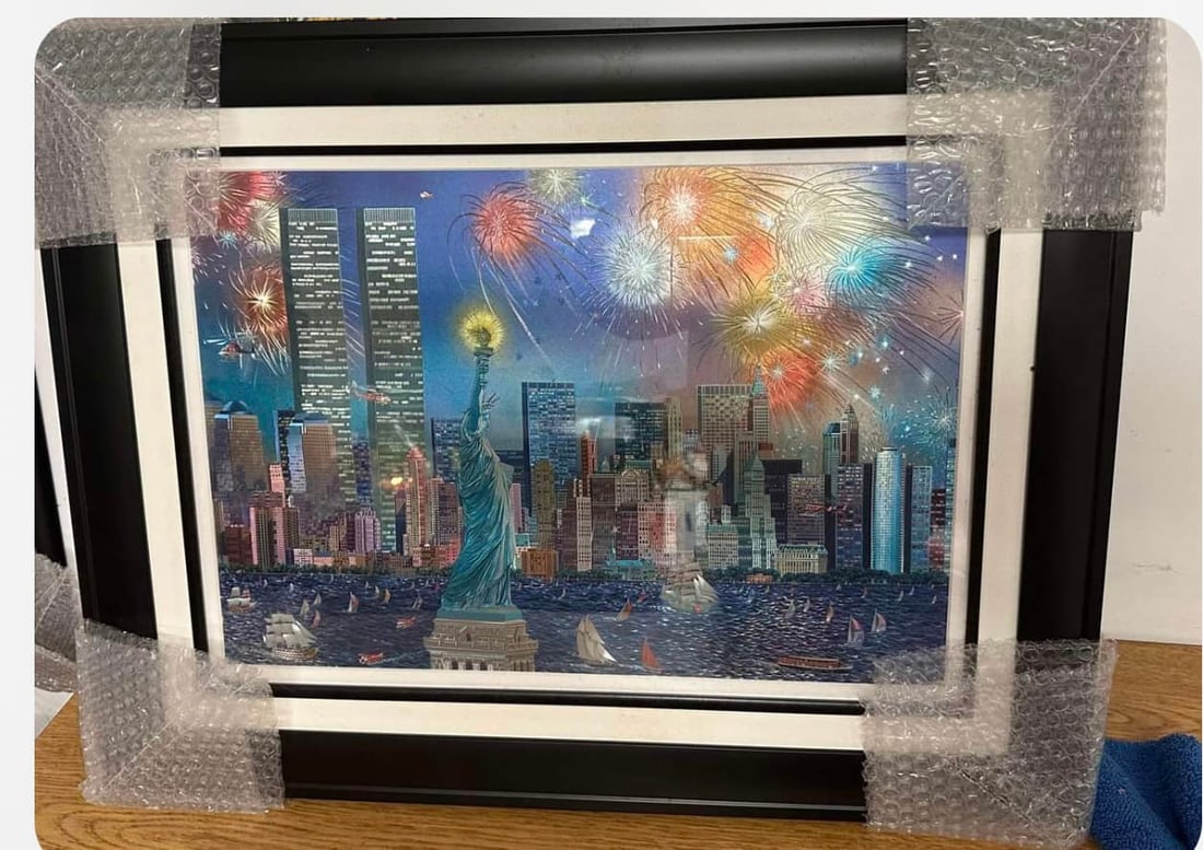 Manhattan Celebration: Alexander Chen, "Manhattan Celebration" 2001 14" x 20" image size Foil etching in color. Gallery framed Signed lower right and numbered on the verso in pencil. LE COA