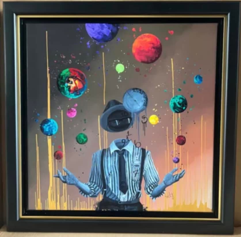 KRE8 Illusion of Reality: Kre8 "Illusion Of Reality" 2024 22 1/2" x 22 1/2" image size Giclee in color with hand-embellishment on canvas. Hand-signed by the artist. From the Arabic numbered edition of 200 COA