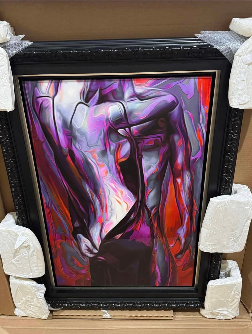 Oz Passion UNIQUE: Oz "Passion" UNIQUE 2022 36" x 24" image size Mixed media painting on canvas. Hand-signed in pigment lower right by the artist. COA