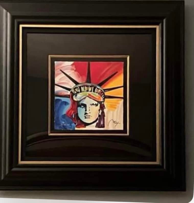 Peter Max Liberty Head: Peter Max "Liberty Head" 2017 9" x 9 " image size Serigraph in color On wove paper, Hand-signed by the artist In ink and rumbered lower left Framed COA