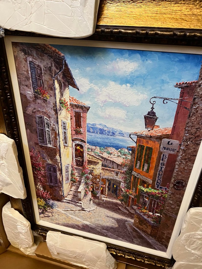 Sam Park Haut De Cagne: Sam Park "Haut De Cagne" 2020 28" x 21" image size Giclee in color with hand-embellishment on canvas. Hand-signed in pigment lower left by the artist. Gallery framed, COA, Appraisal
