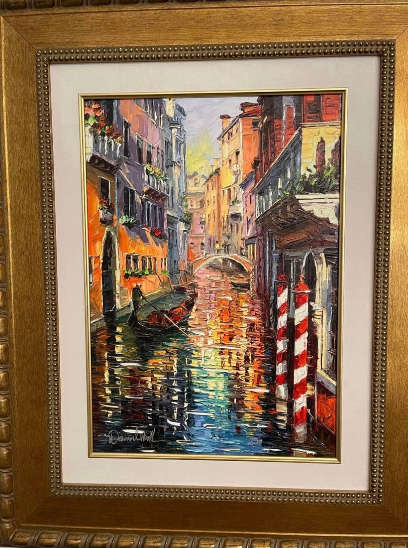 Daniel Wall A Corner of Venice: Daniel Wall "A Corner of Venice" 2016 20" x 14 1/4" image size Giclee in color on canvas with hand-embellishment. Hand-signed in ink lower left by the artist From proof edition of 130 examples