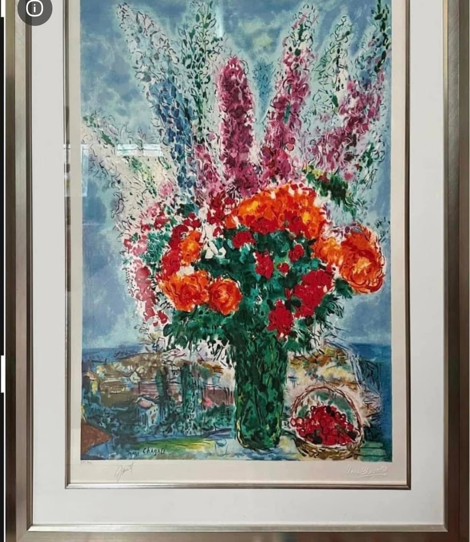 Chagall (After) Le Bouquet de Renoncules: Chagall(After) Limited Edition Litho "Le Bouquet de Renoncules"
