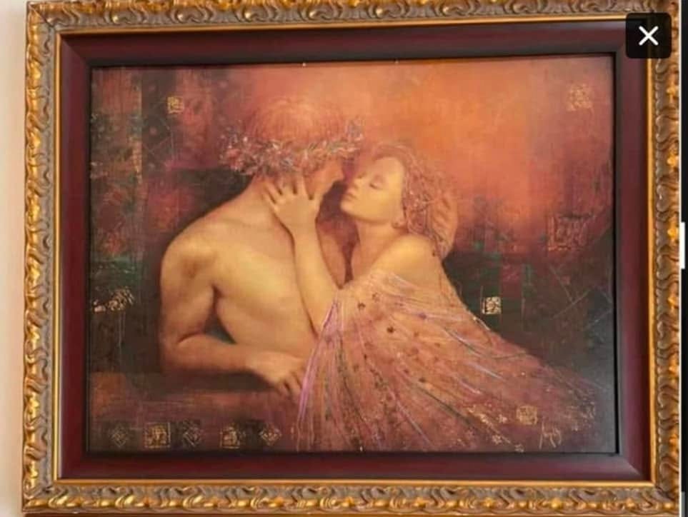 Csaba Marcus Rhapsody Love: Csaba Marcus "Rhapsody Love" 2005 21" ? 30" image size Hand embellished serigraph in color on wood panel, signed in ink lower right and numbered, from the deluxe numbered edition of 400 from the