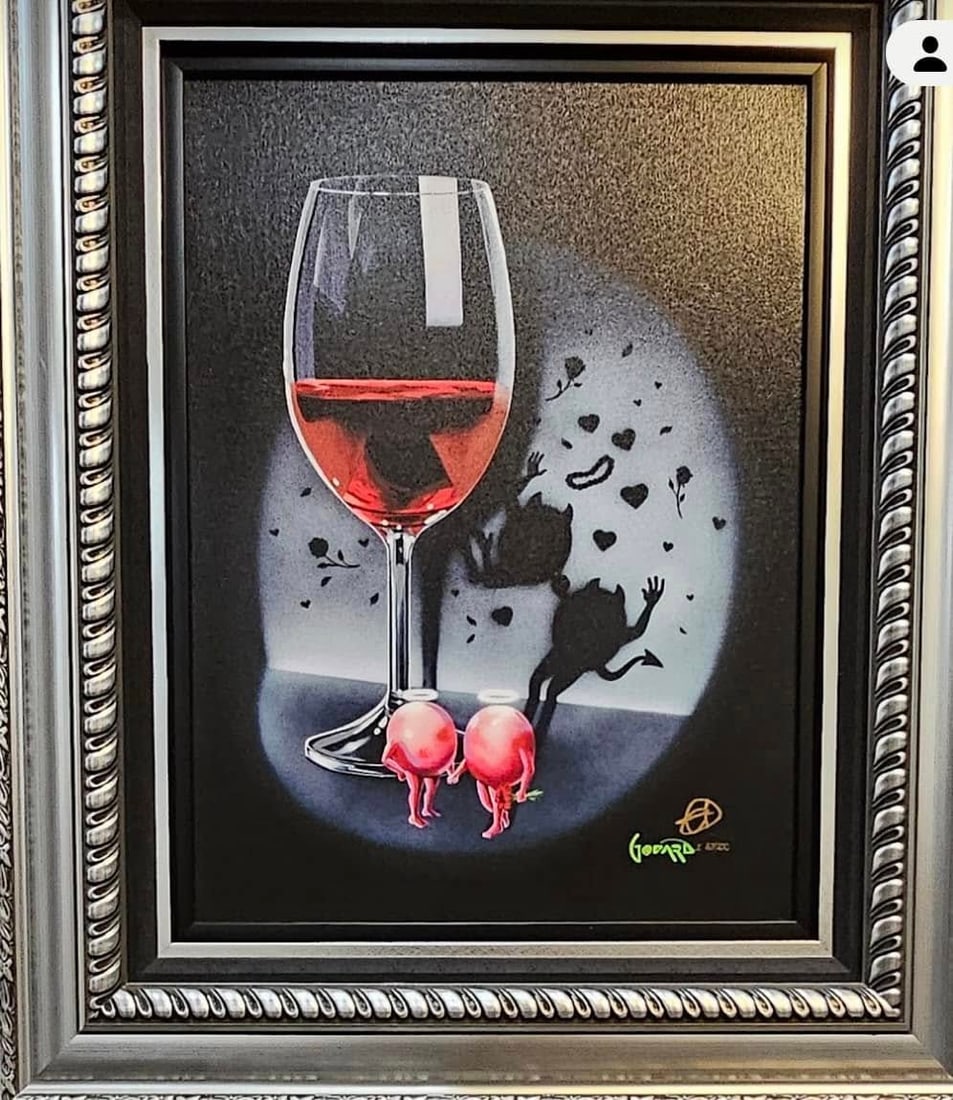 Michael Godard She Devil Red Wine: Michael Godard "She Devil Red Wine" LE embellished gicle