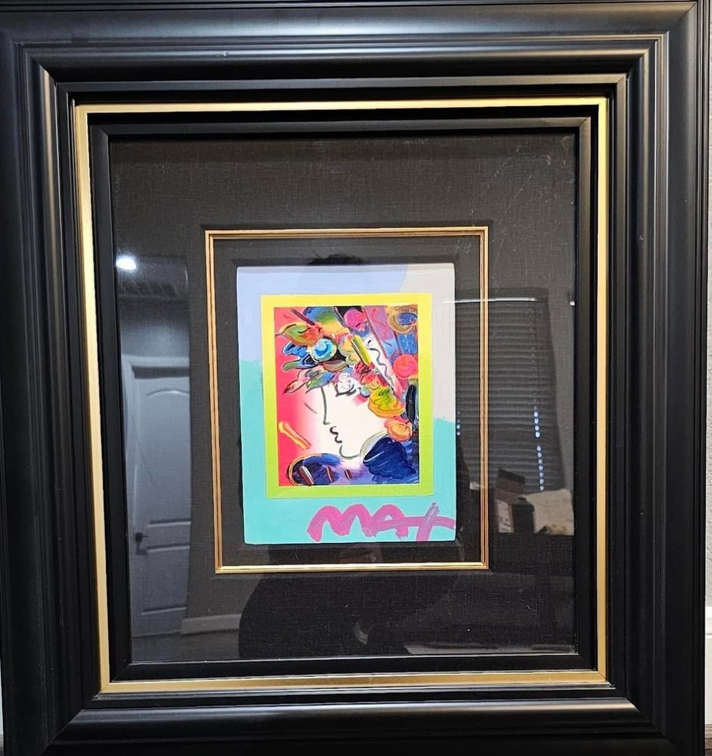 Peter Max Blushing Beauty on Blends Unique: Peter Max "Blushing Beauty on Blends" 2006 UNIQUE Mixed media with acrylic painting and color lithography