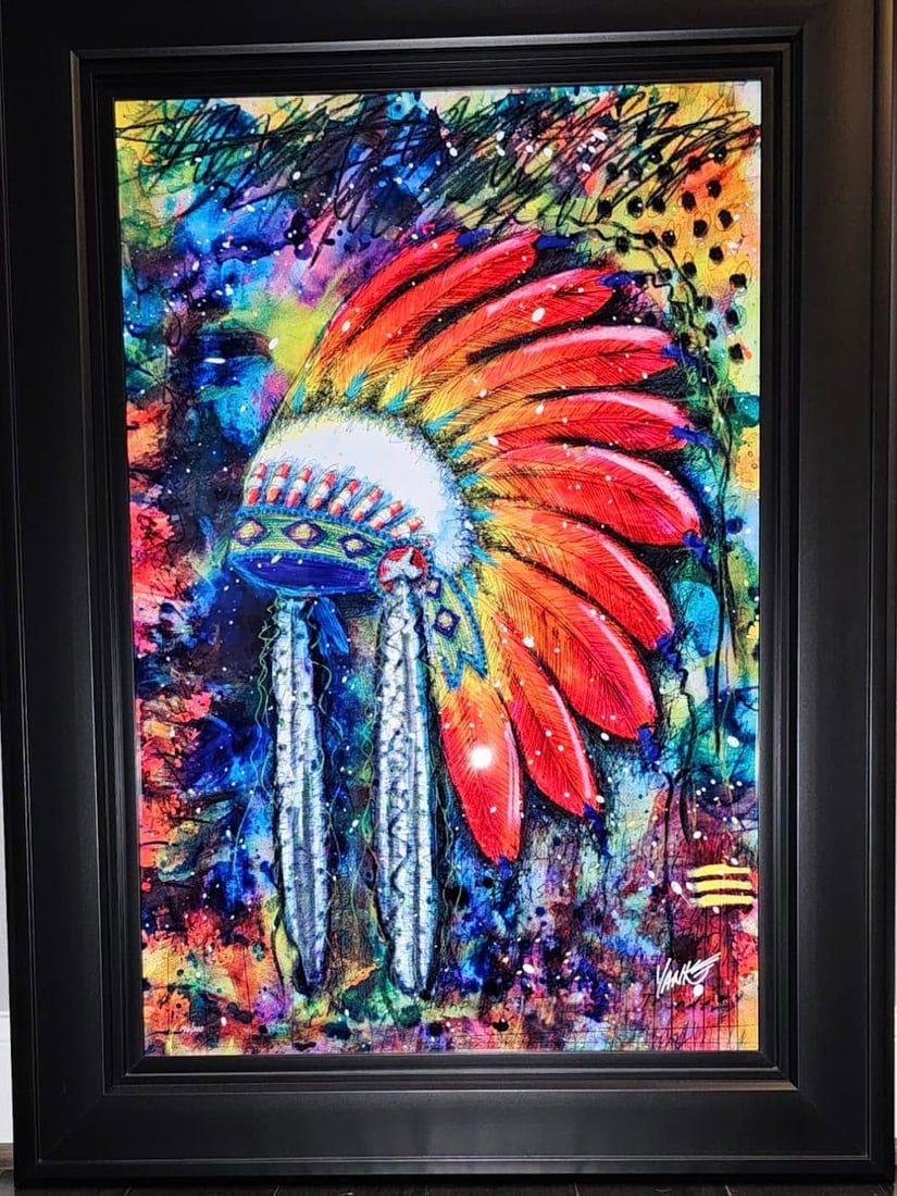 Tim Yanke Headress 2019: Tim Yanke " Headdress" 2019 Augmented reality enabled digital multiple on aluminum LE